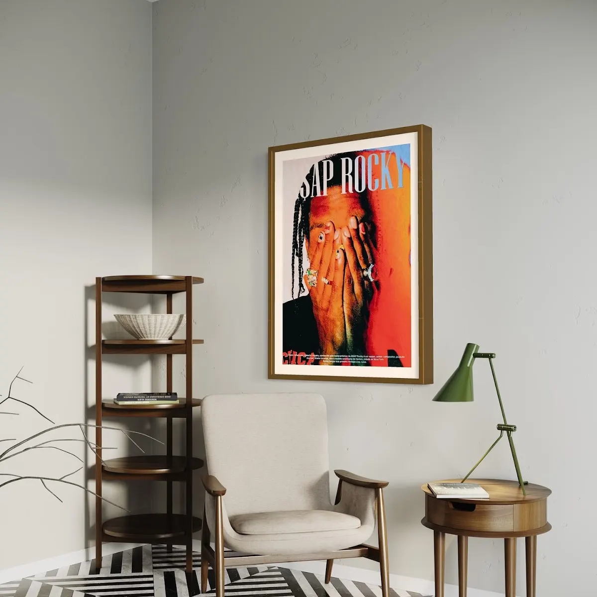 A Poster Project print styled in a room.